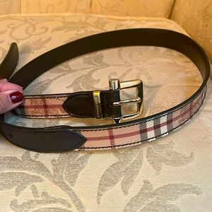 Burberrry Leather Belt with Gold Buckle